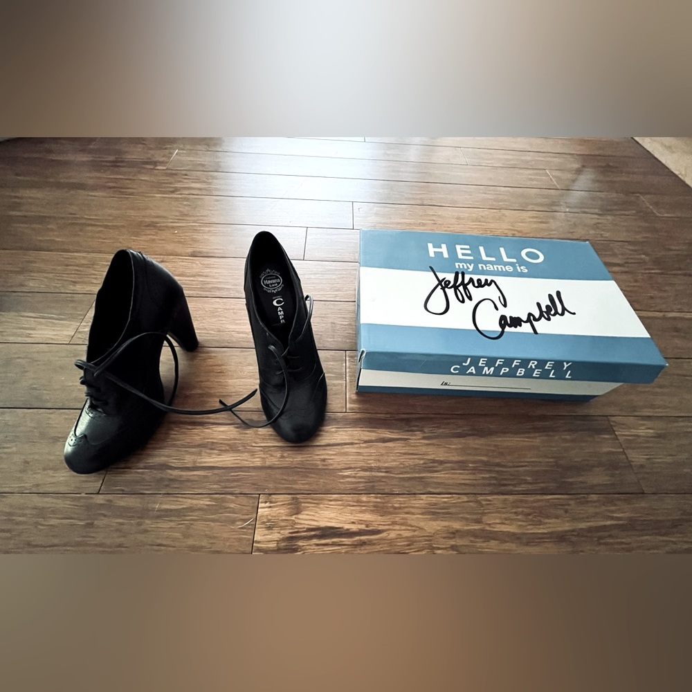 Jeffrey Campbell black leather booties, worn once
